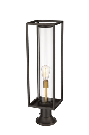 Dunbroch 1 Light Outdoor Pier Mounted Fixture in Deep Bronze + Outdoor Brass Finish