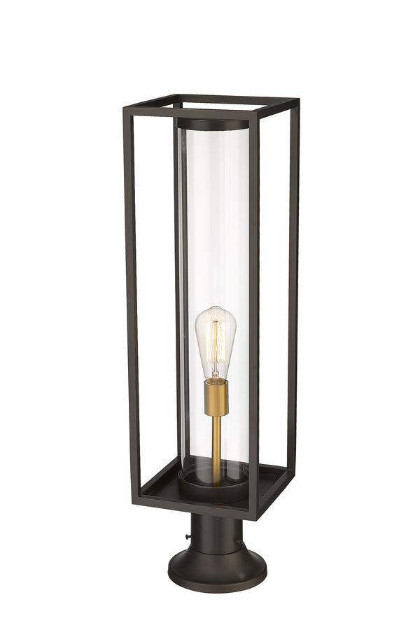 Dunbroch 1 Light Outdoor Pier Mounted Fixture in Deep Bronze + Outdoor Brass Finish