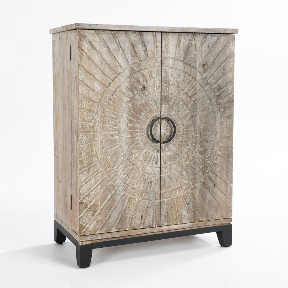 Vivienne Solid Wood Bar Cabinet - Distressed Taupe
