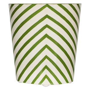 OVAL WASTEBASKET ZEBRA GREEN/CREAM