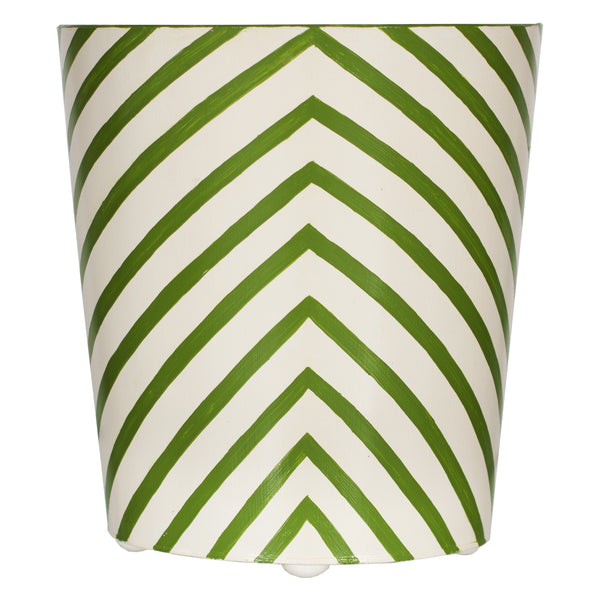 OVAL WASTEBASKET ZEBRA GREEN/CREAM