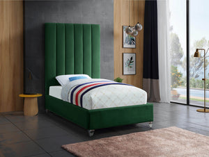 Glenda Twin Bed In Green Velvet