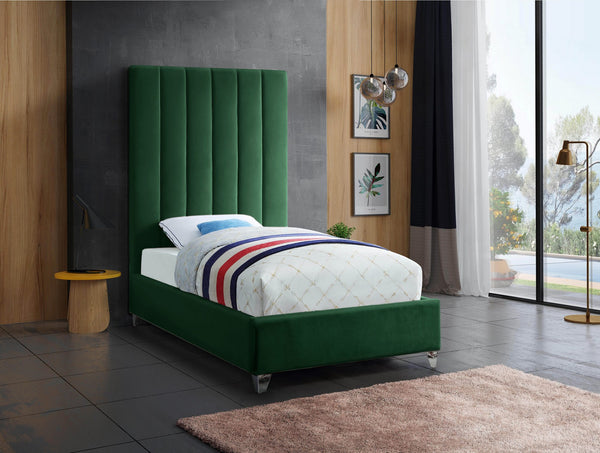 Glenda Twin Bed In Green Velvet