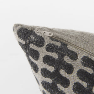 Miriam 18L x 18W Beige and Black Fabric Patterned Decorative Pillow Cover