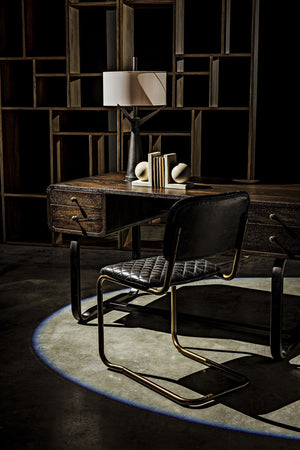Voltes Ebony Walnut Desk with Matte Black Industrial Steel Base