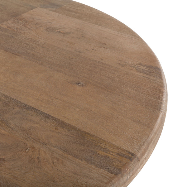 San Rafael 60-Inch Round Mango Wood Dining Table in Antique Oak Finish