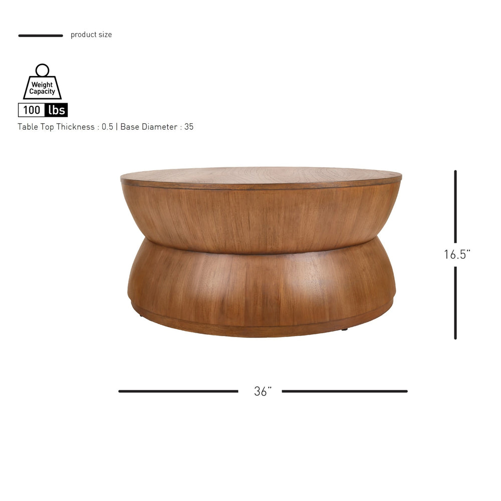 Bernie Round Coffee Table, Java Brown