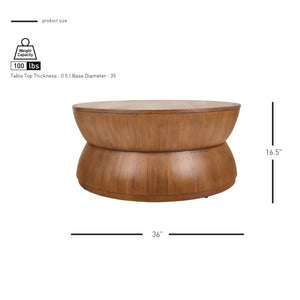Bernie Round Coffee Table, Java Brown