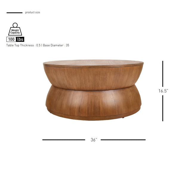 Bernie Round Coffee Table, Java Brown
