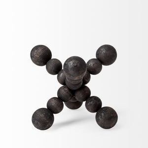 Carollan I (Small) 7L x 7W Black Geometric Wood Ball Jack