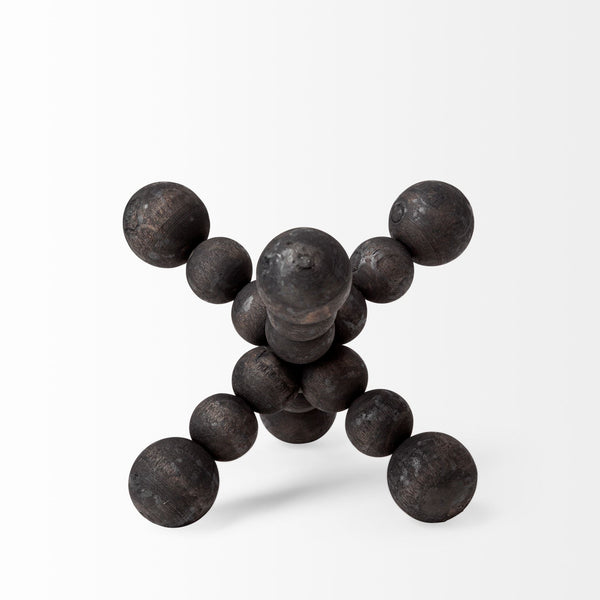 Carollan I (Small) 7L x 7W Black Geometric Wood Ball Jack