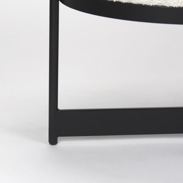 Amelia 55.0L x 18.0W x 18.0H Cream Boucle W/Black Metal Upholstered Bench