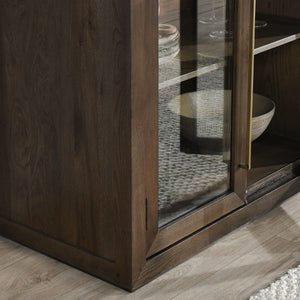 Bradley Solid Wood 2-Door Cabinet with Antique Brass Hardware