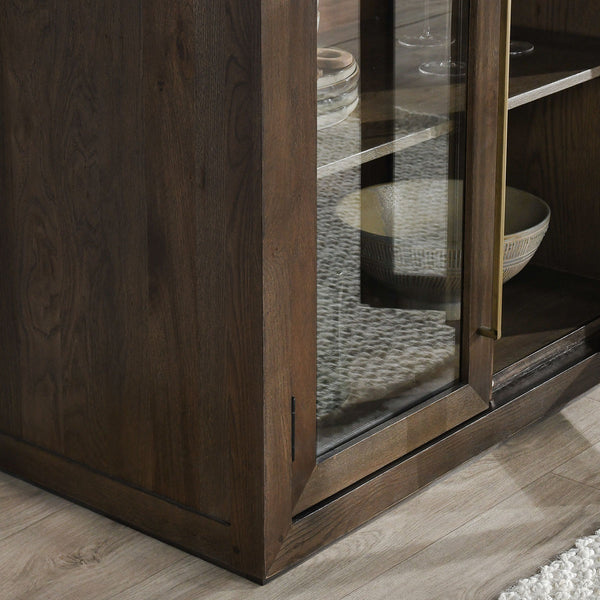 Bradley Solid Wood 2-Door Cabinet with Antique Brass Hardware