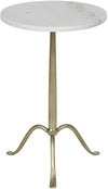 Cosmopolitan Industrial Steel Side Table with Bianco Crown Marble Top and Antique Brass Finish