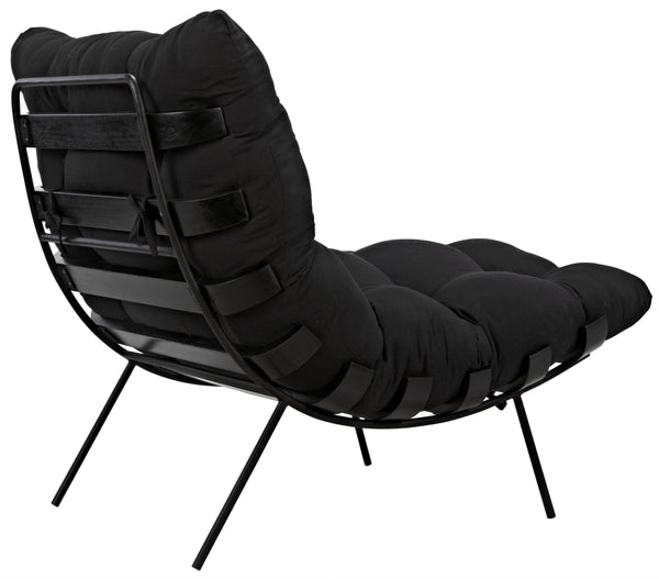 Hanzo Sungkai/Mindi Chair with Industrial Steel Legs in Charcoal Black Cotton