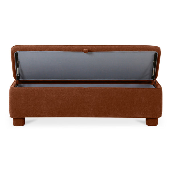 Moe's Ichigo Storage Bench in Deep Orange