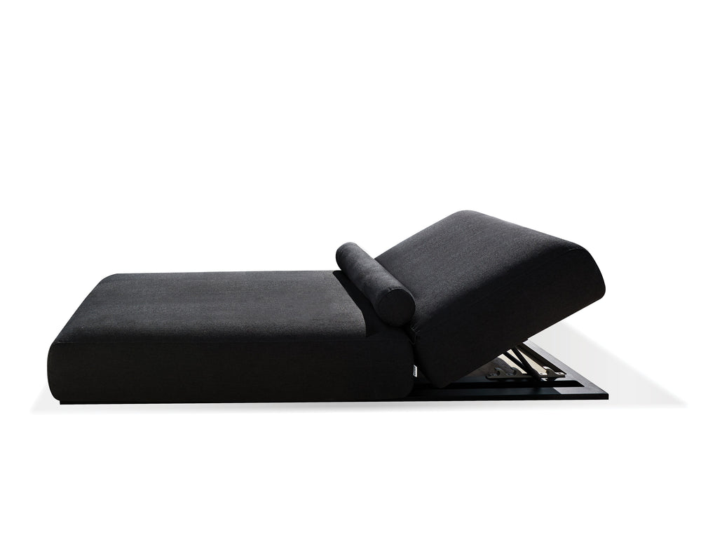 Bondi Lounger in charcoal sunbrella fabric and black frame