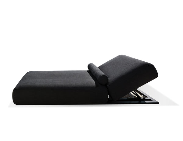 Bondi Lounger in charcoal sunbrella fabric and black frame