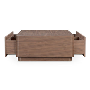 Moe's Round Off Coffee Table with Storage in Walnut Brown