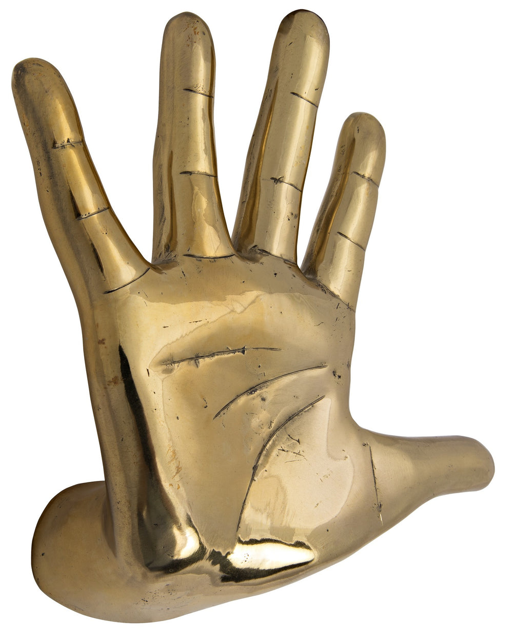 Hand On The Wall Metal Alloy Wall Sculpture in Antique Brass Finish