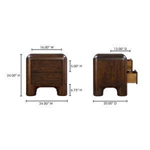 Moe's Rowan Nightstand Dark Brown Acacia