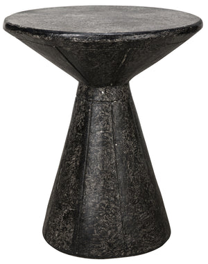 Pedestal Fiber Cement Side Table in Black Finish