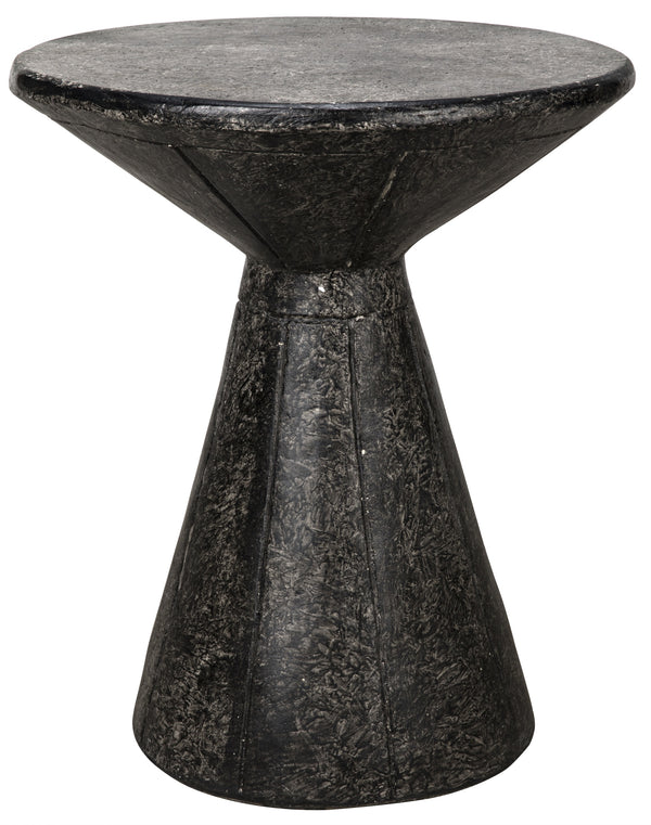 Pedestal Fiber Cement Side Table in Black Finish