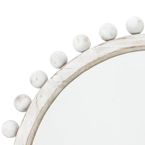 Brighton Round Wood Mirror, White Washed