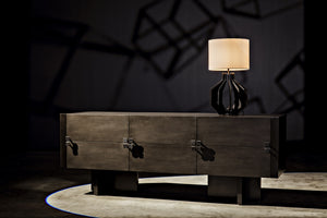 Amidala Mahogany and Veneer Sideboard with Brass Pulls in Two-Tone Pale