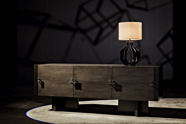 Amidala Mahogany and Veneer Sideboard with Brass Pulls in Two-Tone Pale