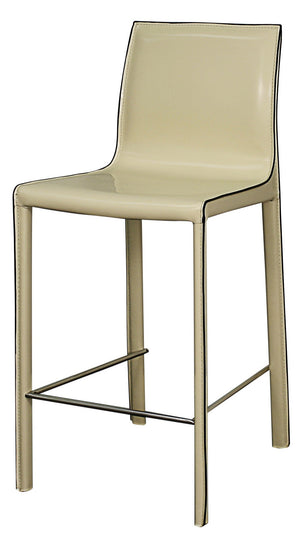 Gervin Recycled Leather Counter Stool In Vanilla
