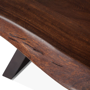London Loft 72-Inch Acacia Wood Live Edge Dining Bench in Walnut Finish