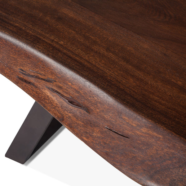 London Loft 72-Inch Acacia Wood Live Edge Dining Bench in Walnut Finish