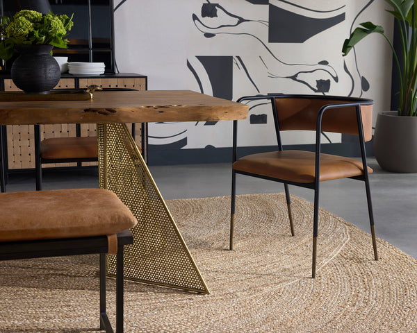 BRENAN DINING ARMCHAIR - BRAVO COGNAC