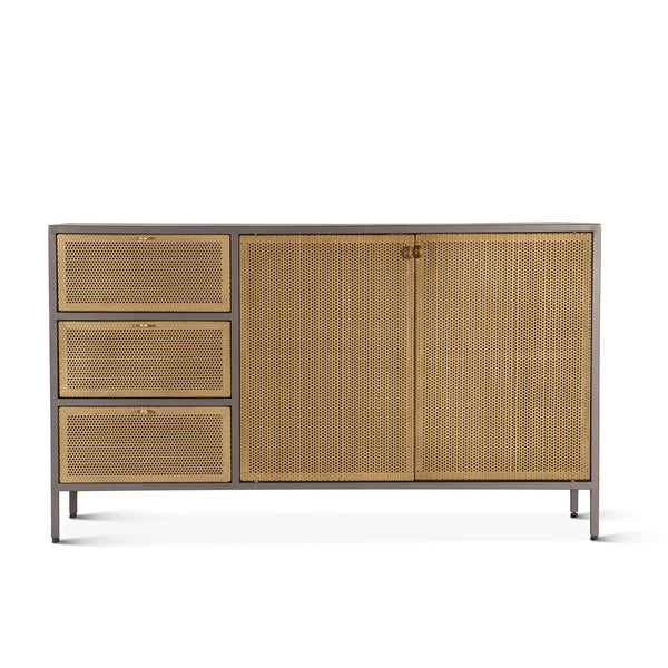 Brooklyn 55" Gunmetal and Brass Sideboard