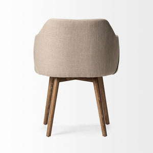 Ronald II Cream Fabric Wrap Brown Wooden Base Dining Chair
