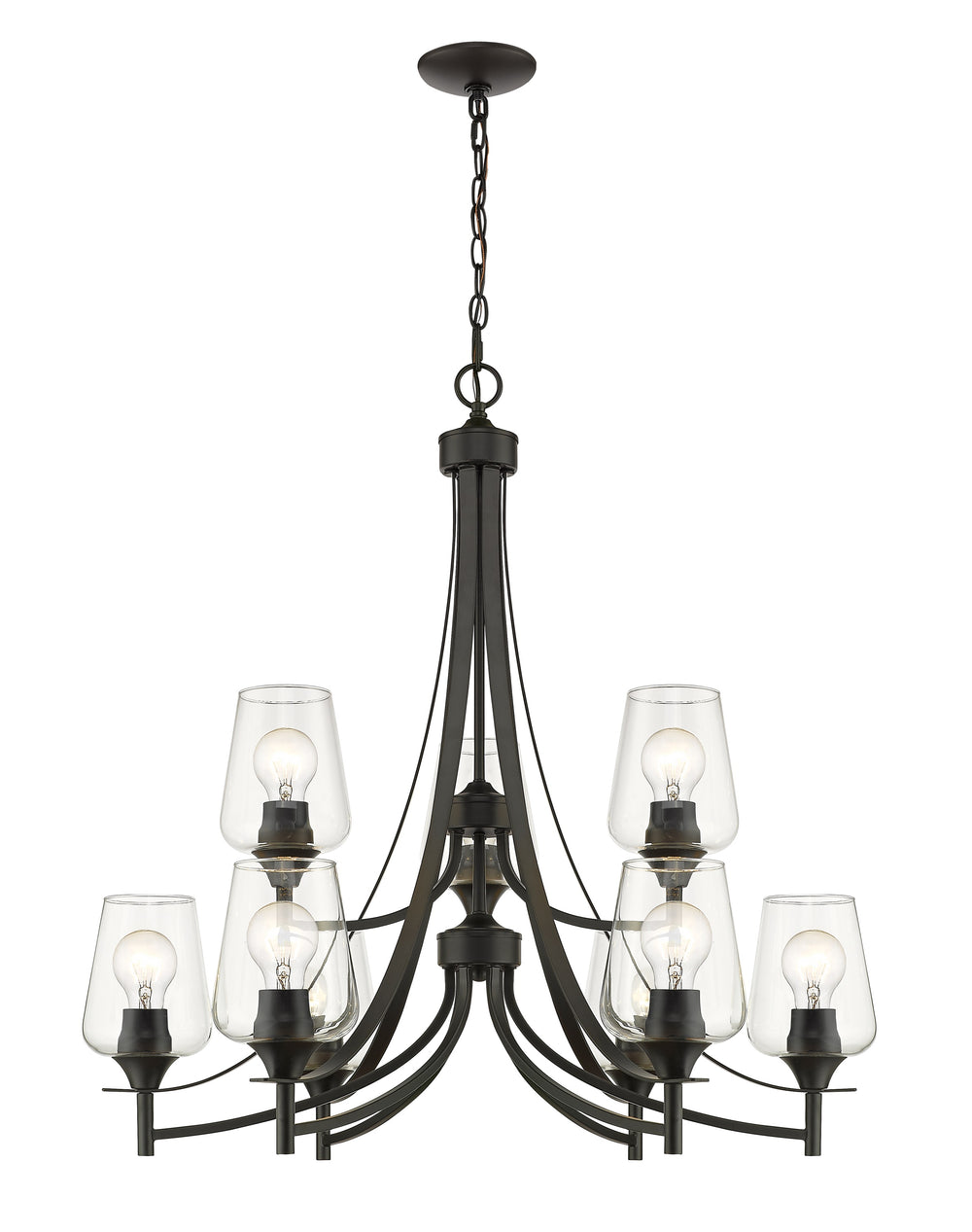 Joliet 9 Light Chandelier in Matte Black Finish