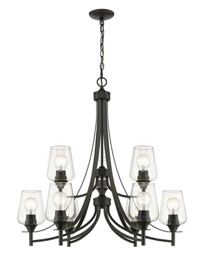 Joliet 9 Light Chandelier in Matte Black Finish
