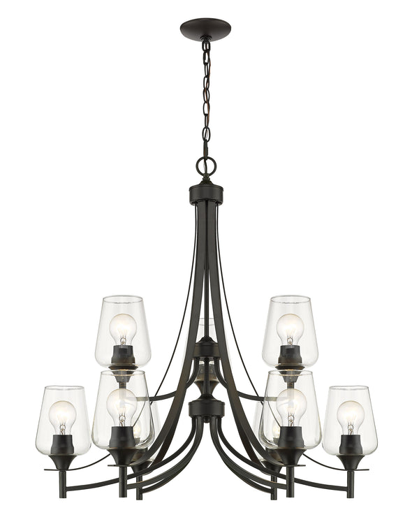 Joliet 9 Light Chandelier in Matte Black Finish