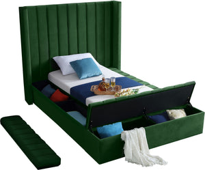 Joanne Twin Bed In Green Velvet