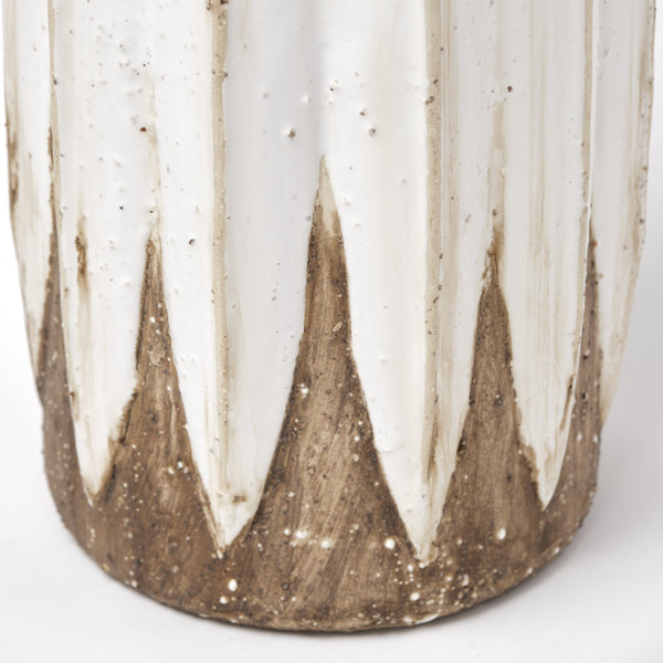 Sisko II Tall Rustic Brown White Ceramic Vase