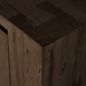 Abaso Media Console In Ebony Rustic Wormwd