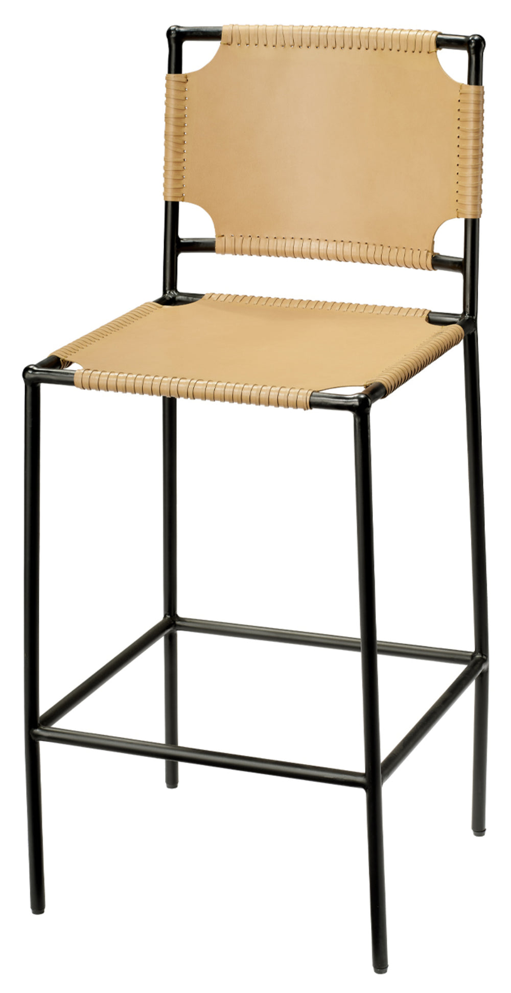 Asher Leather Bar Stool, Cashew