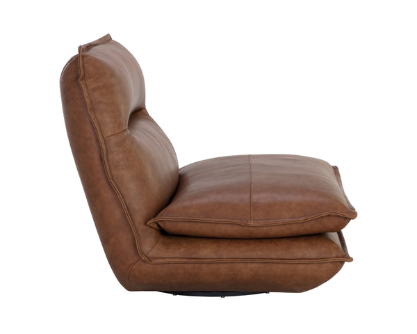 COLSON SWIVEL ARMLESS CHAIR - COGNAC LEATHER