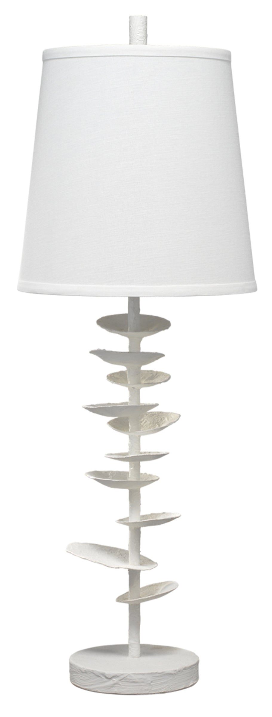 Petals Gesso Table Lamp with Linen Shade