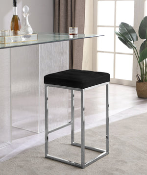 Pearl Stool In Black Velvet and Chrome