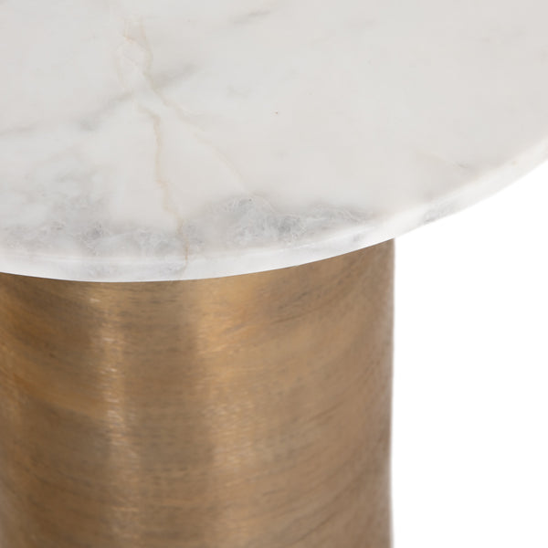 Delune Nightstand In Polished White Marble