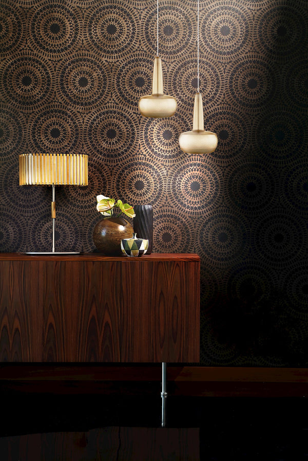 Clava Hardwired Pendant in Brass with White Cord