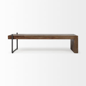 Maddox Set of 2 Brown Solid Wood Top Black Metal Base Nesting Coffee Tables